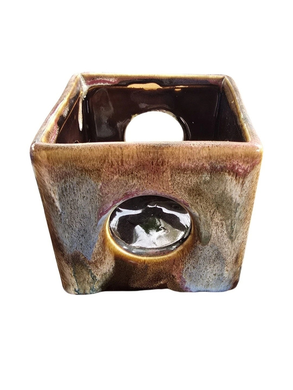 Handmade Ceramic Cube Tealight Votive Candle Holder Boho Decor